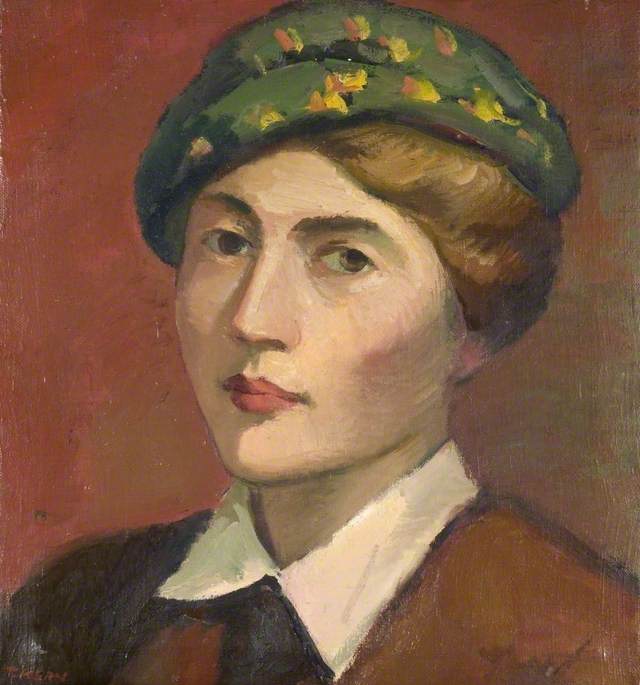 Head and Shoulders Portrait of a Woman in a Green Hat*