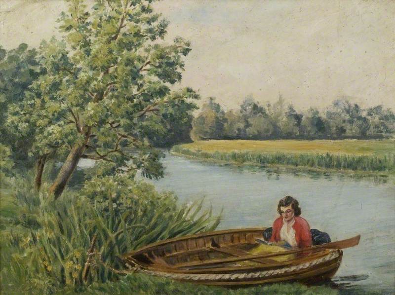 Woman in a Boat on the River at St Neots, Cambridgeshire
