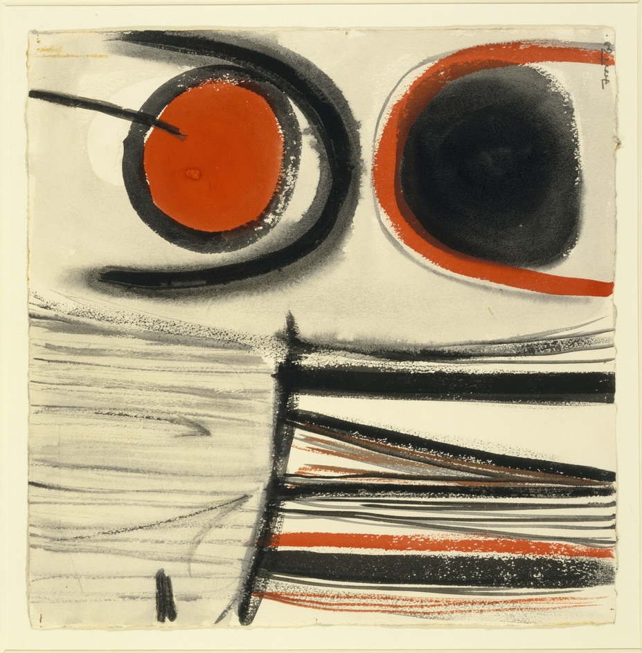 Composition, Red and Grey