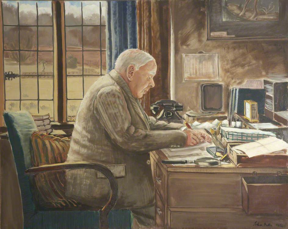 John Howard Whitehouse (1873–1955), in His Study, New House, Bembridge School