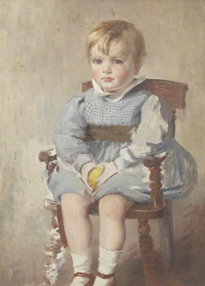 Portrait of a Child Seated on a Wooden Chair