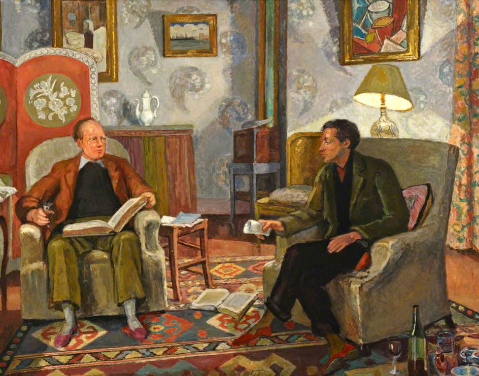 Interior Scene, with Clive Bell and Duncan Grant Drinking Wine