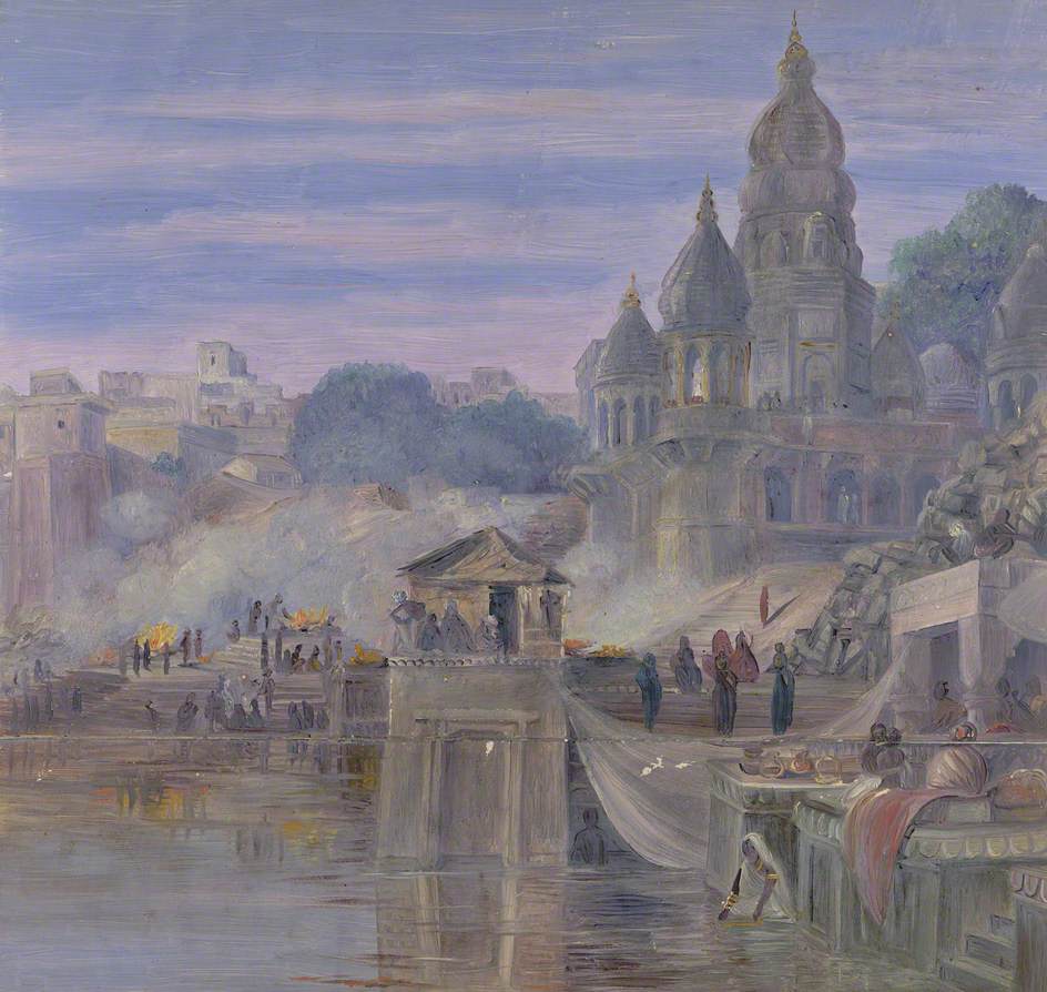 'The Burning Ghats. Benares. India. October 1878'