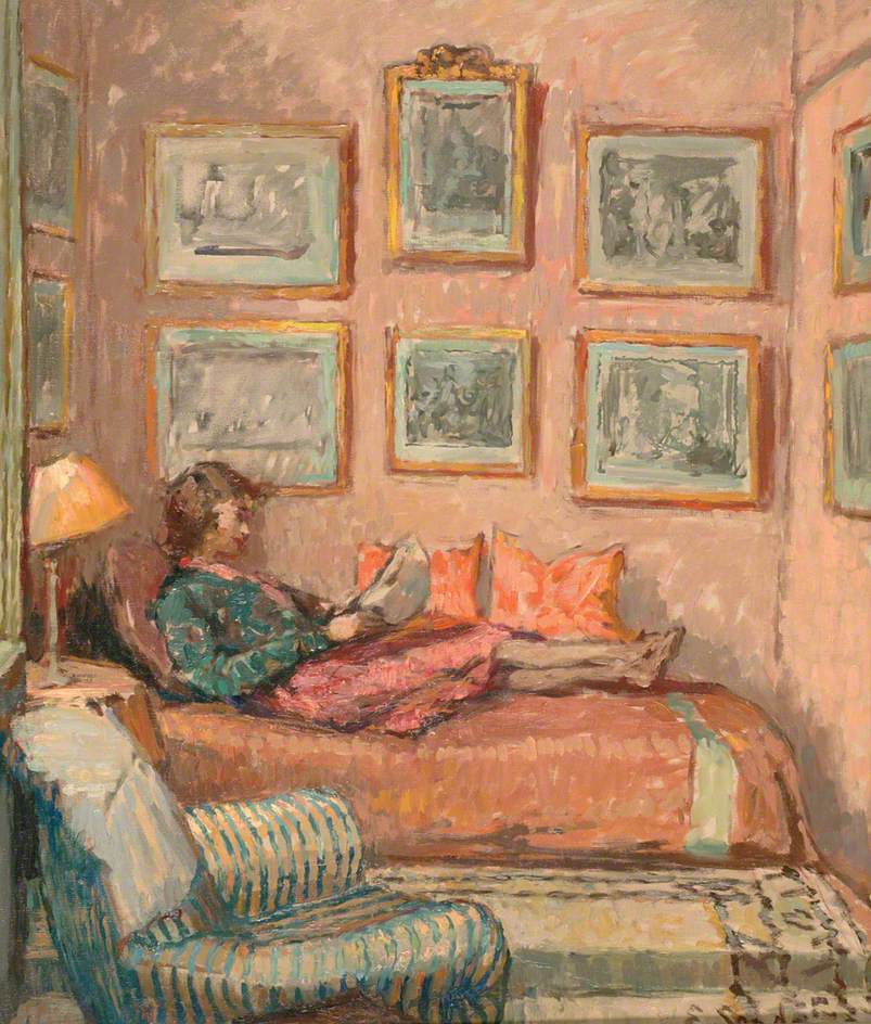 Girl Reading on a Sofa, Auppegard, France