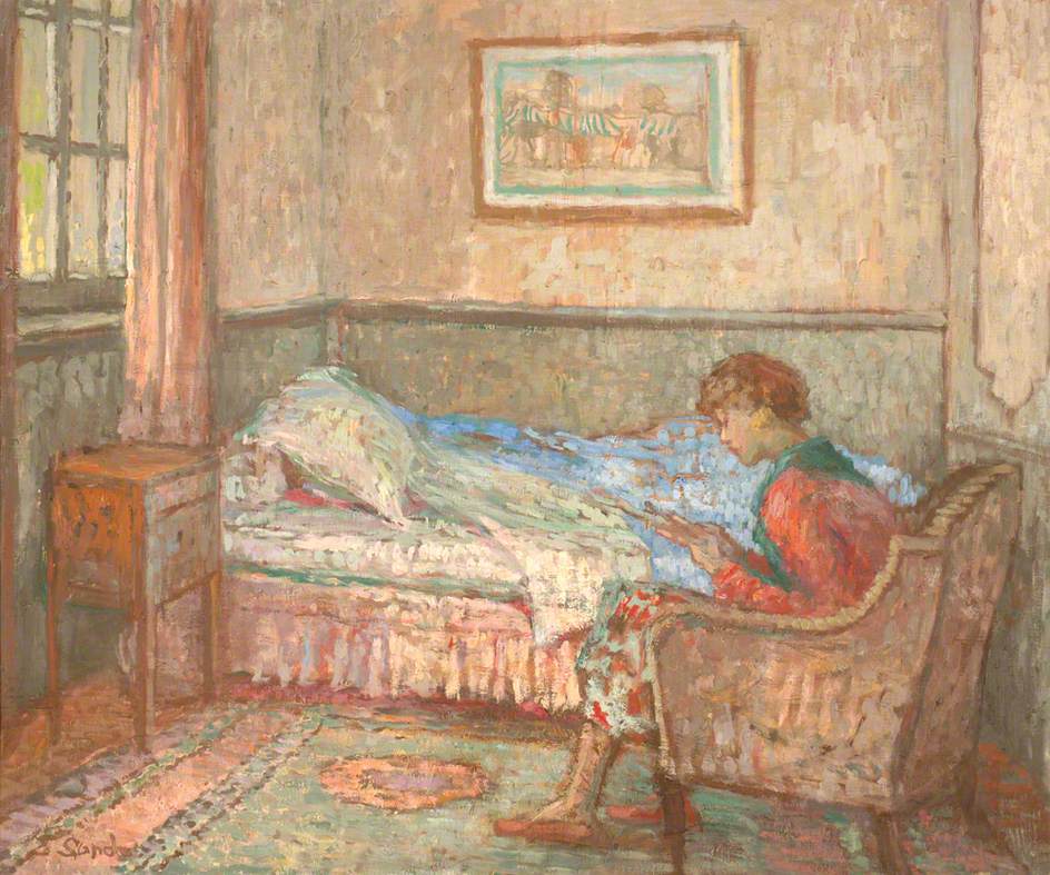 The Bedroom at Auppegard, France, Girl Reading