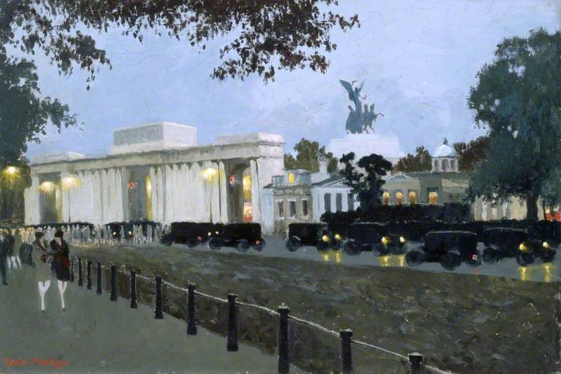 Hyde Park Corner from Rotten Row at Night, London