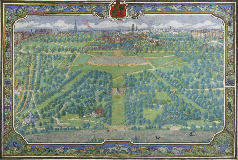 Bird's-Eye View of Kensington Palace and Gardens from Above the Serpentine, London