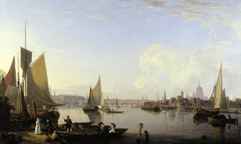 Waterloo Bridge and the Lambeth Waterfront from Westminster Stairs, London