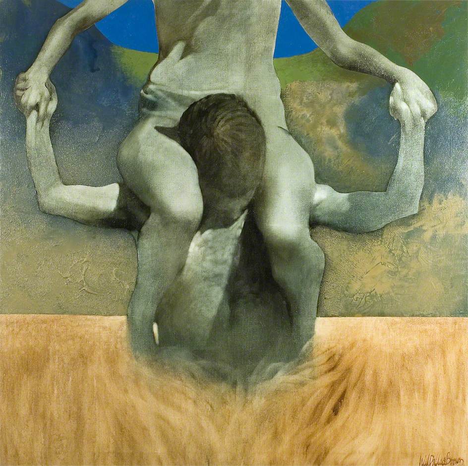 Figure Being Carried in a Landscape