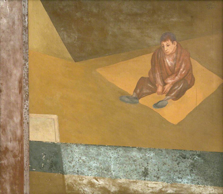 Seated Boy on Yellow Carpet