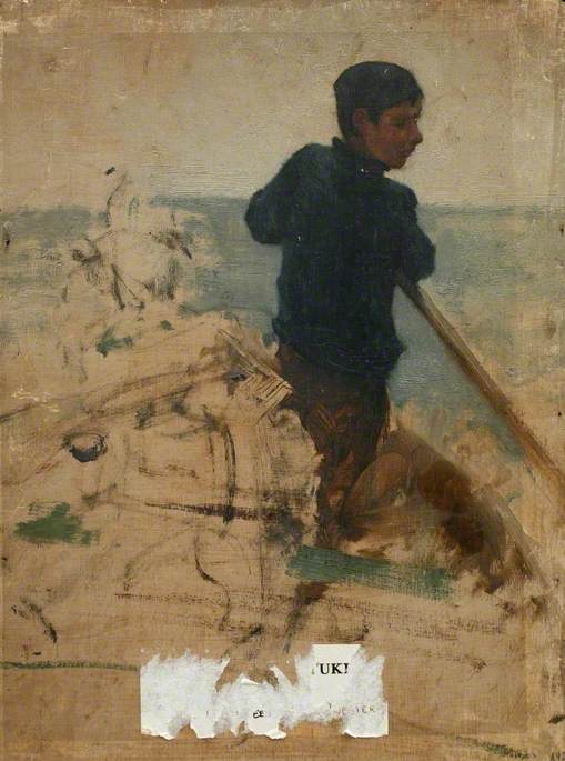 Sketch of a Boy Sculling a Boat