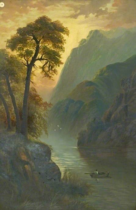 Mountain Landscape with a Rowing Boat on a Lake*