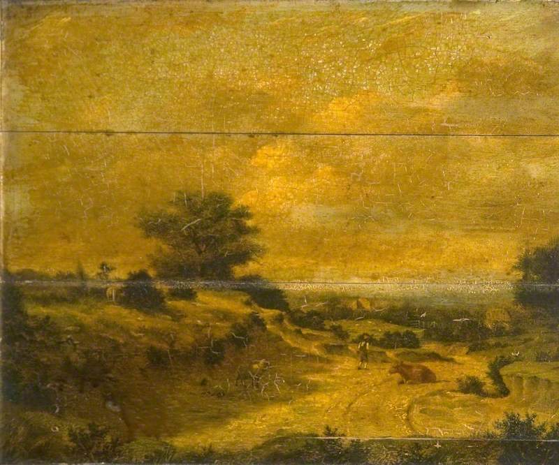 Golden Landscape with a Drover and a Cow