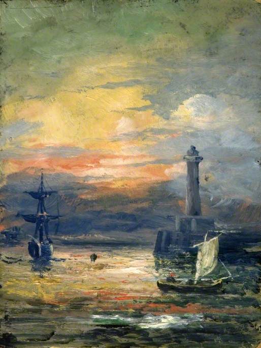 Seascape with a Ship and a Lighthouse
