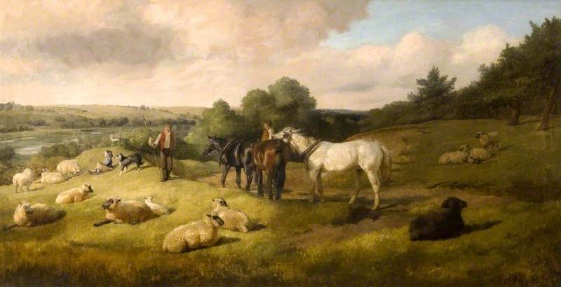 Horses and Sheep in a Landscape