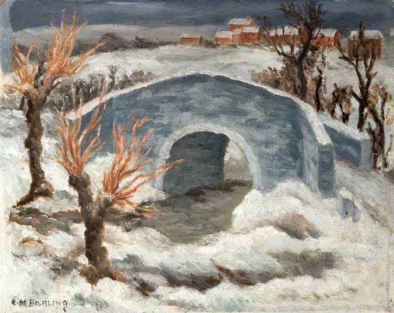 Snow Scene with a River and a Bridge