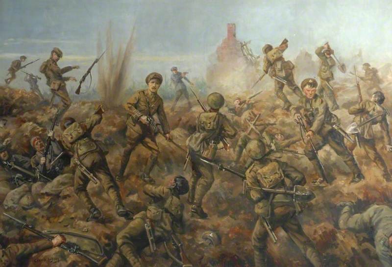 Attack of the 2nd Battalion, Durham Light Infantry, at Hooge, Germany, 9 August 1915