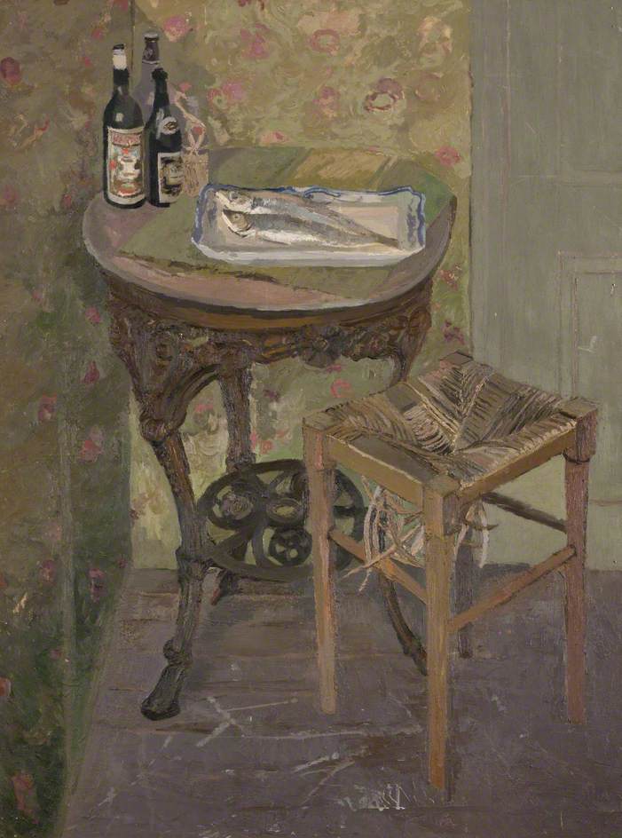 Still Life with Two Fish and Bottles