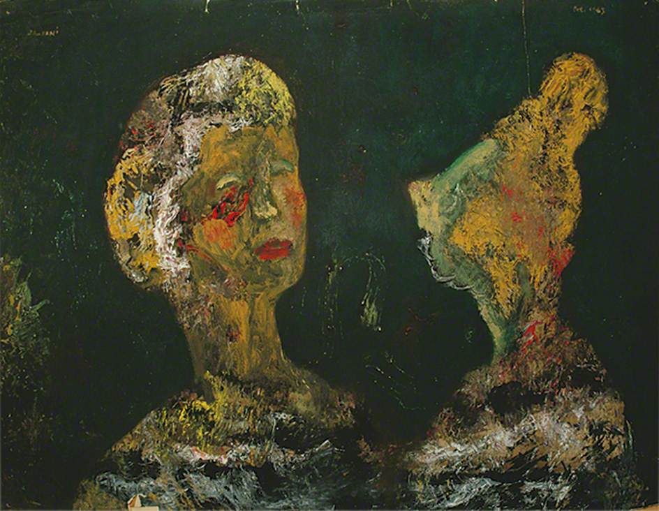 Two Female Portraits on a Dark Background