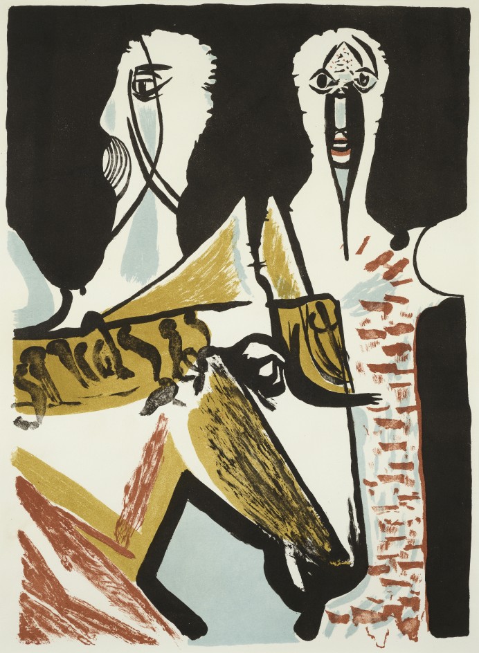 Masked Figures with Horse Art UK