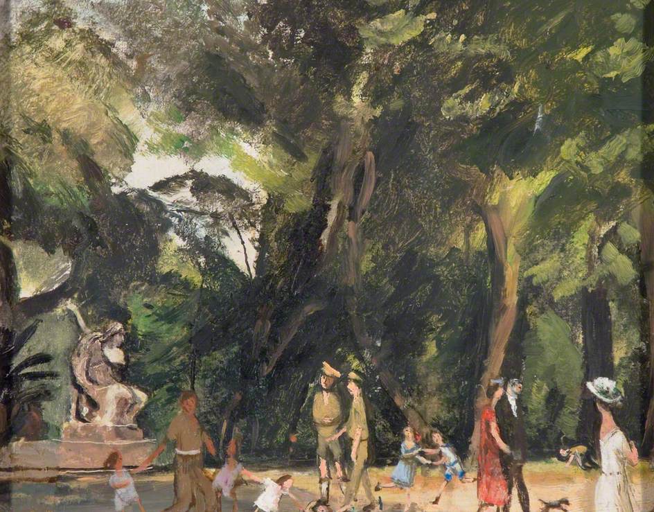 Troops Playing with Children, Borghese Gardens, Rome
