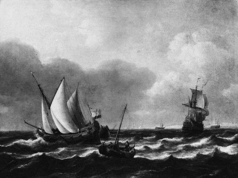 A Dutch States Yacht Beating to Windward off the Coast, and Other Vessels