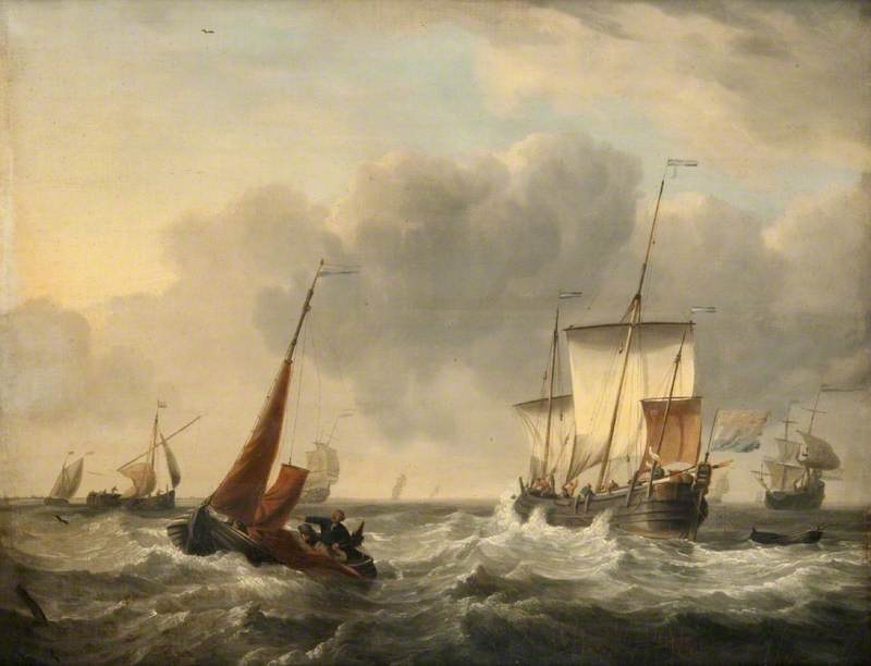 A Dutch Fishing Buss under Sail, with Other Vessels in a Breeze
