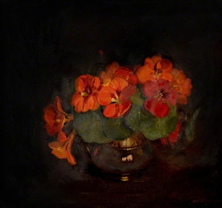 Nasturtiums in a Lustre Jug