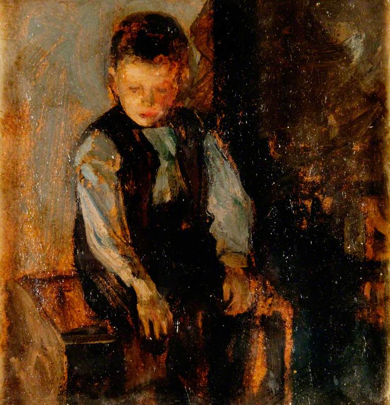 Boy Sitting on a Box