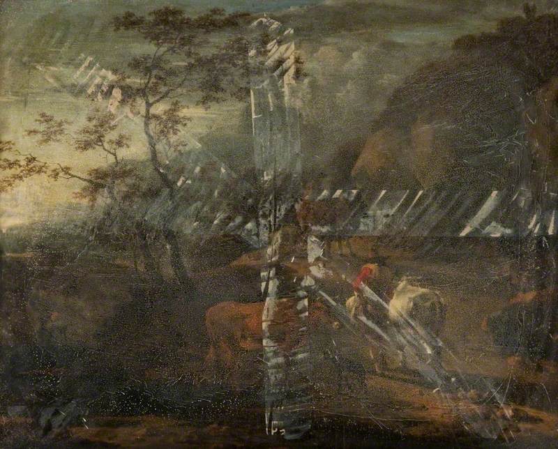 Landscape with Cattle and Figures on a Mountain Path