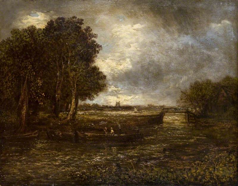 Landscape with Barges on a River