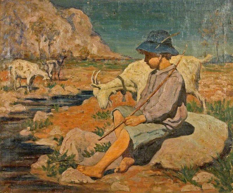 A Boy with Three Goats