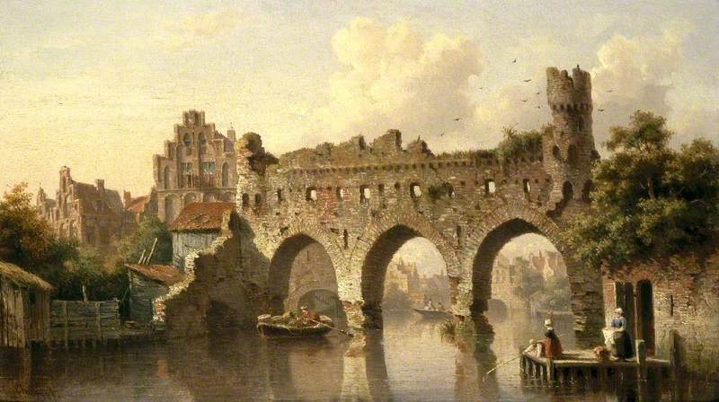 Ruins over the River Birchel at Zutphen, The Netherlands