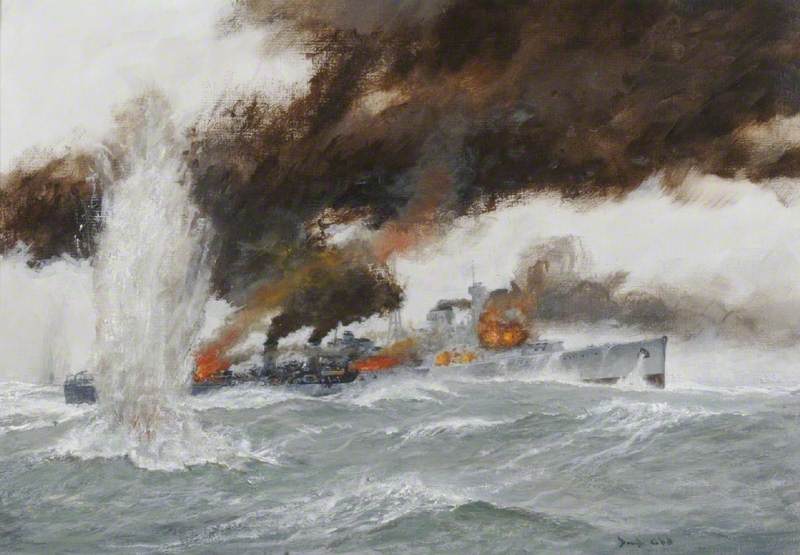 The Destroyer HMS 'Glowworm' Rams the German Cruiser 'Admiral Hipper', 8 April 1940