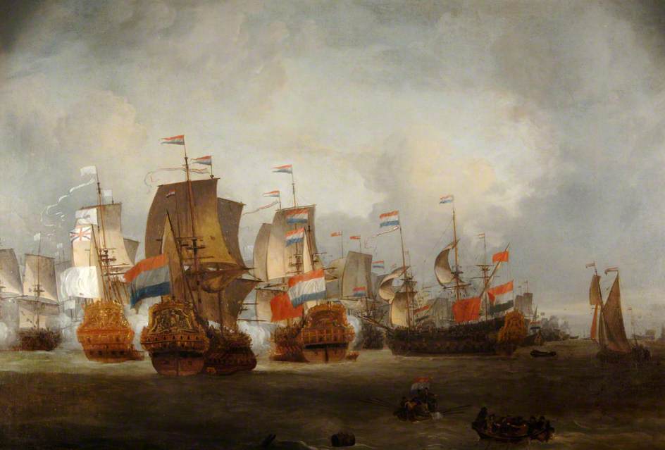 British Men O'War and the Dutch Fleet Commanded by Admiral Tromp Fighting on the Thames