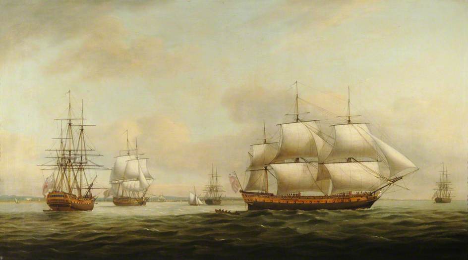 The East Indiaman 'Ceres' off the Spithead Depicted in Four Different Views