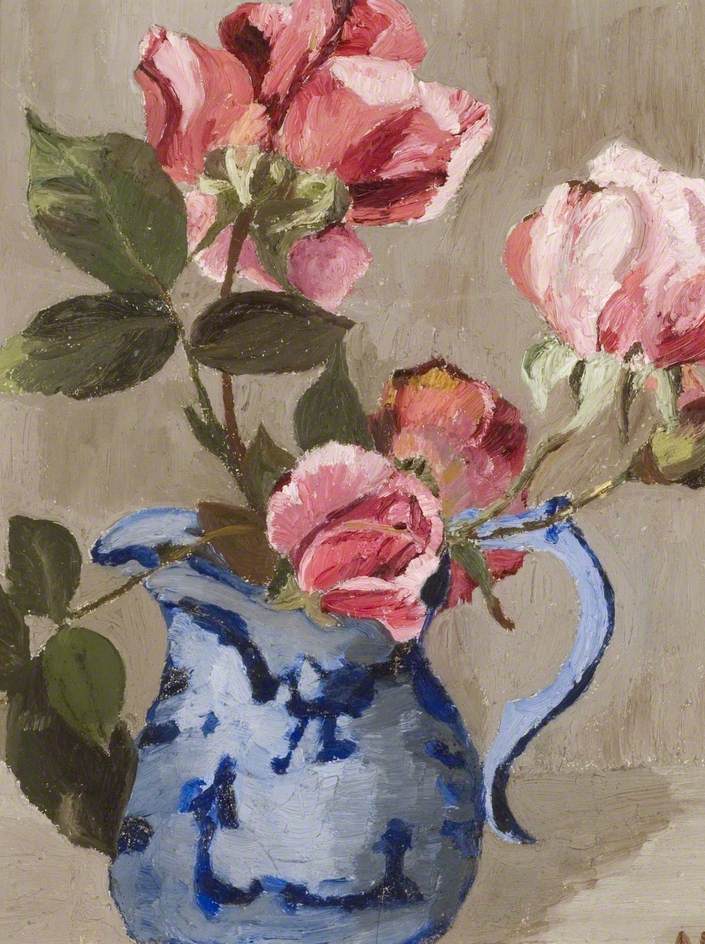 Roses in a Blue Jug
