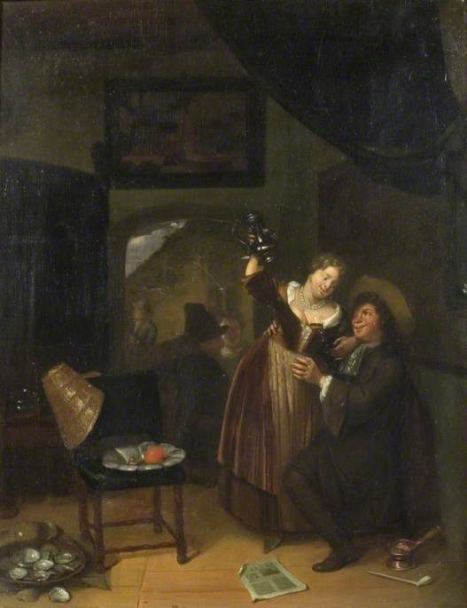 Figures Carousing and Drinking in a Tavern Interior