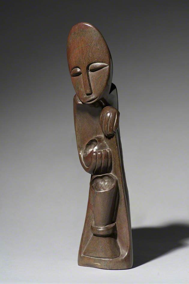 Abstract Shona Sculpture with a Figure with a Vase