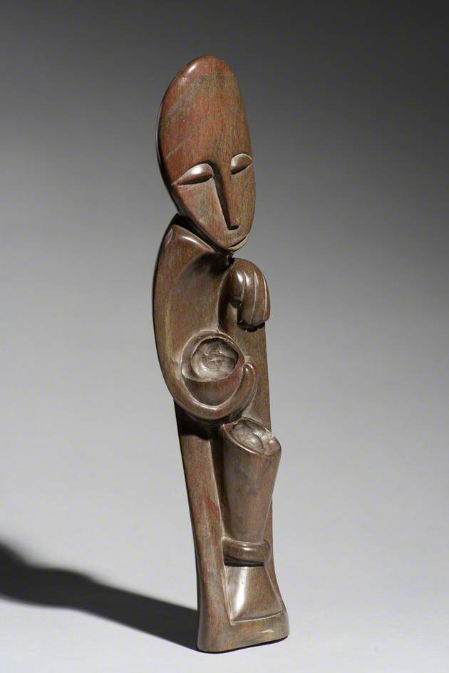 Abstract Shona Sculpture with a Figure with a Vase