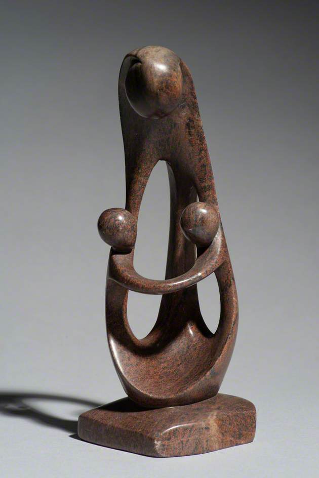 Shona Sculpture of a Mother and Her Two Children