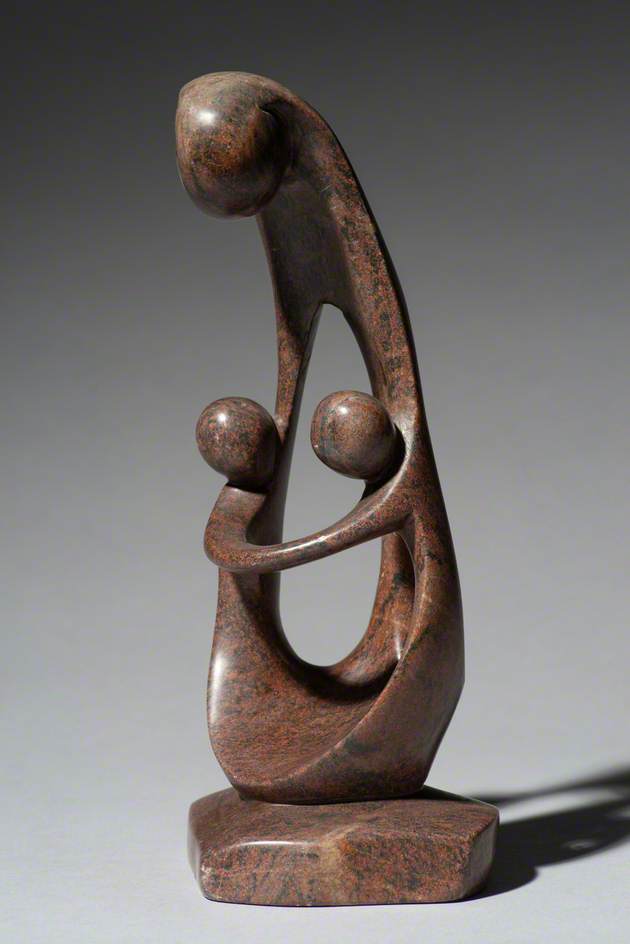 Shona Sculpture of a Mother and Her Two Children