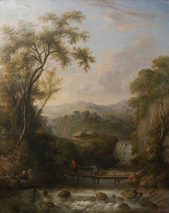 Mountain Landscape with a River and a Bridge