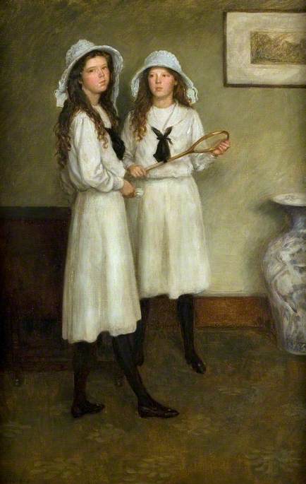 Ailsa and Marjorie Hatton, with a Racquet