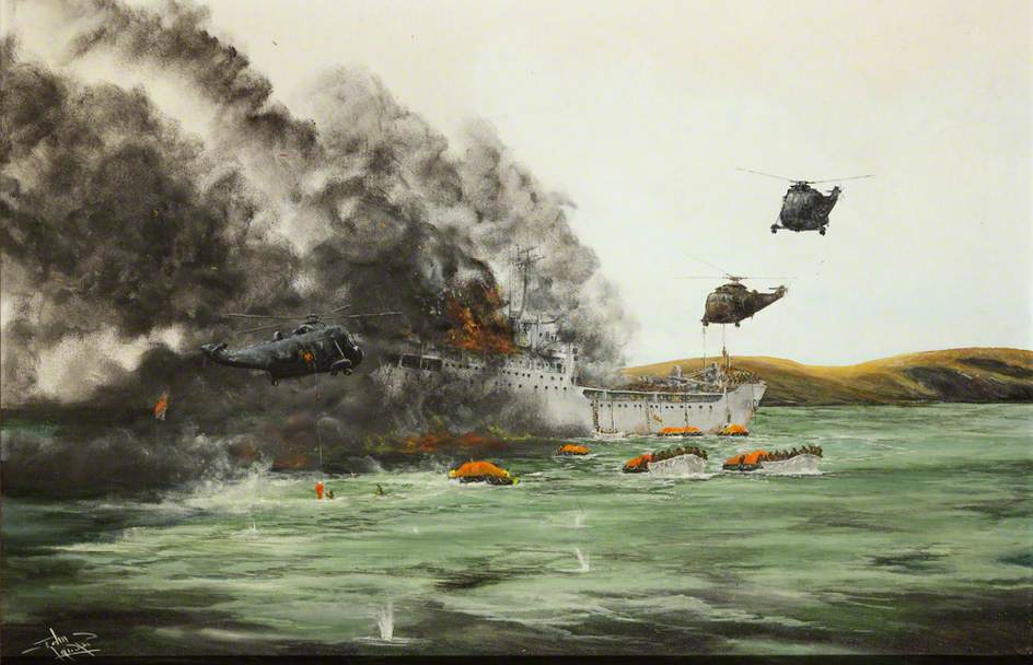 HMS 'Galahad' on Fire