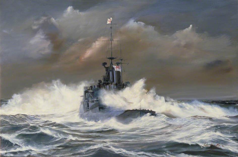 HMS 'Renown' in a North Sea Gale, April 1940