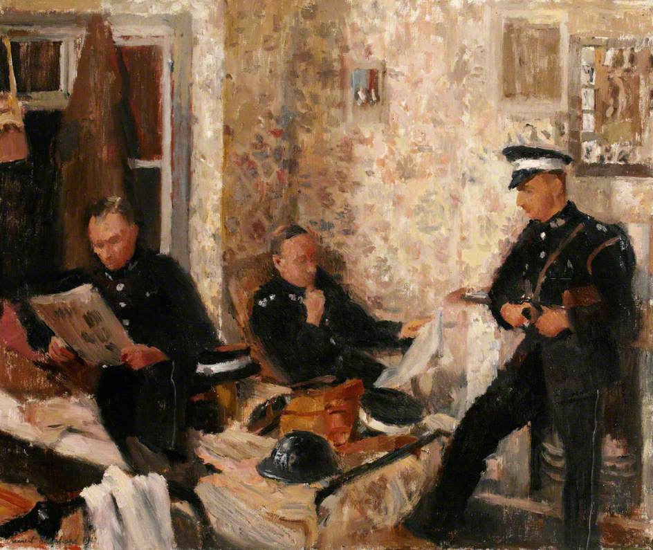 First Aid Post, with Three St John Ambulance Brigade Men in a Domestic Interior