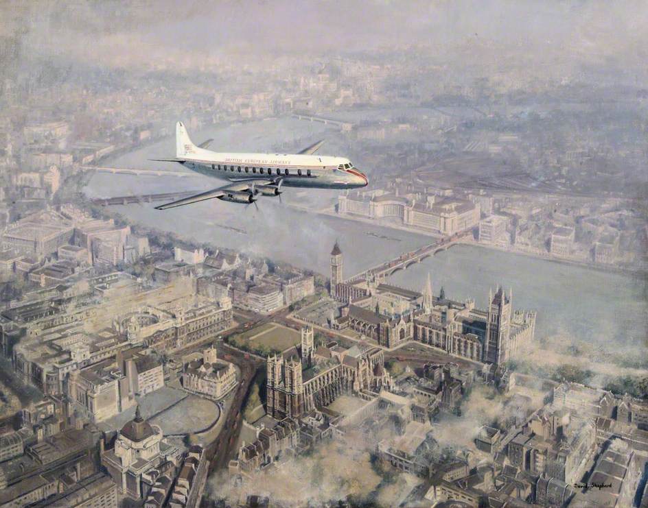 Vickers Viscount over the Houses of Parliament