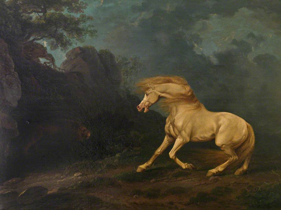 A Stallion Surprised by a Lion