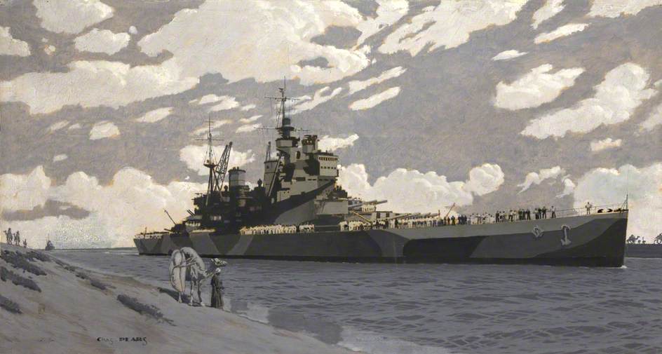 Battleship in Suez Canal, HMS 'Howe'